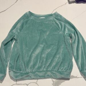 Cat and Jack Fleece Cozy Velour Girls Sweatshirt XS 4/5 Mint Green